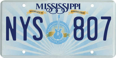MS license plate NYS807