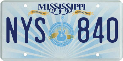MS license plate NYS840