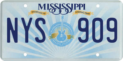 MS license plate NYS909