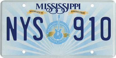 MS license plate NYS910