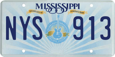 MS license plate NYS913