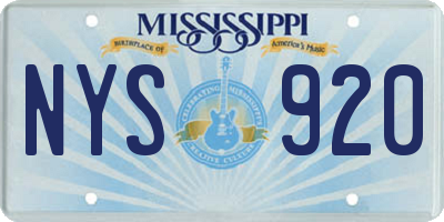 MS license plate NYS920