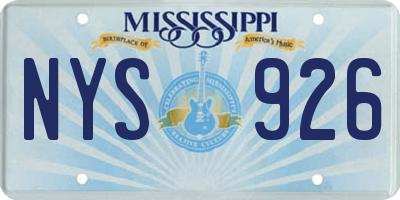 MS license plate NYS926