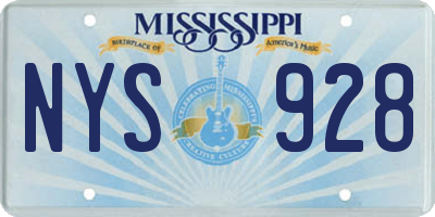 MS license plate NYS928