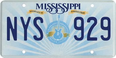 MS license plate NYS929