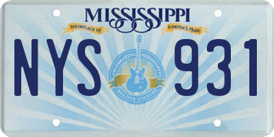 MS license plate NYS931