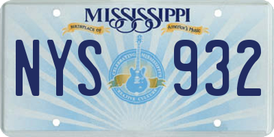 MS license plate NYS932
