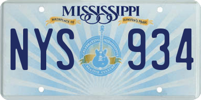 MS license plate NYS934