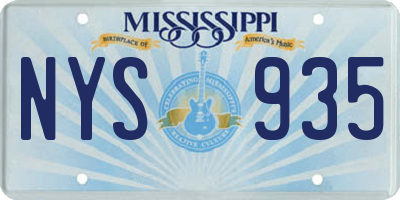 MS license plate NYS935