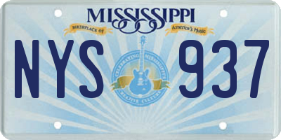 MS license plate NYS937