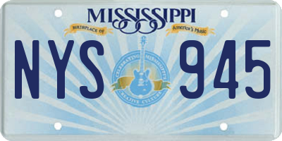 MS license plate NYS945
