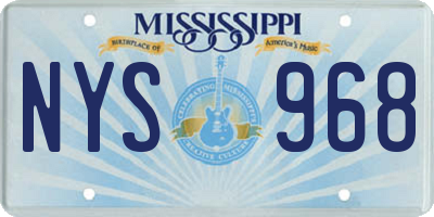 MS license plate NYS968