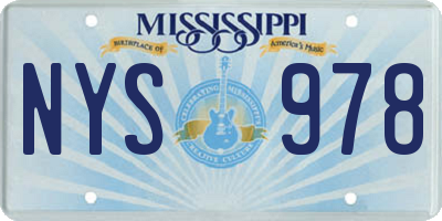MS license plate NYS978