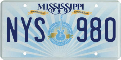 MS license plate NYS980