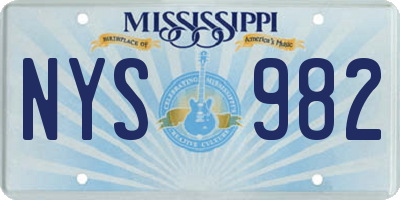 MS license plate NYS982