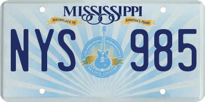 MS license plate NYS985