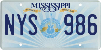 MS license plate NYS986