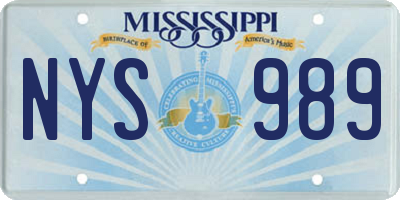 MS license plate NYS989