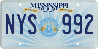 MS license plate NYS992