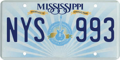 MS license plate NYS993