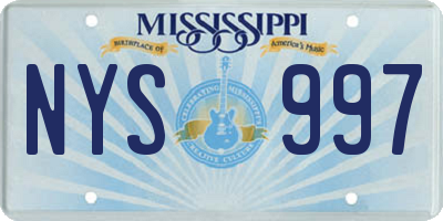 MS license plate NYS997
