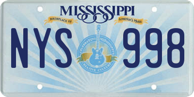 MS license plate NYS998