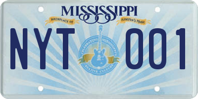 MS license plate NYT001
