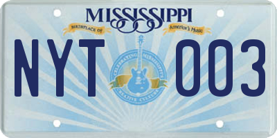 MS license plate NYT003