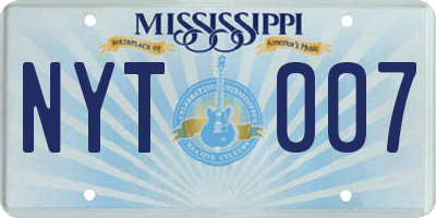MS license plate NYT007
