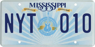 MS license plate NYT010