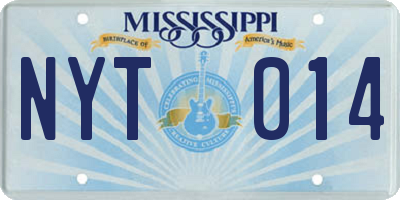 MS license plate NYT014