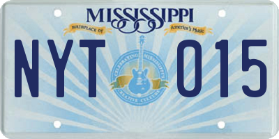 MS license plate NYT015