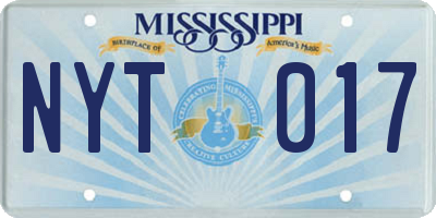 MS license plate NYT017