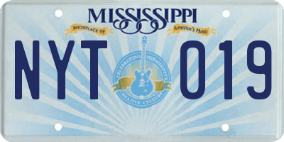 MS license plate NYT019