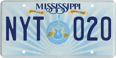 MS license plate NYT020