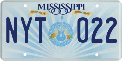 MS license plate NYT022