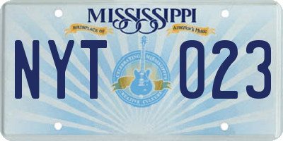 MS license plate NYT023