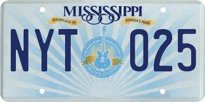 MS license plate NYT025
