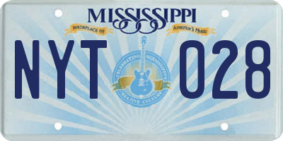 MS license plate NYT028