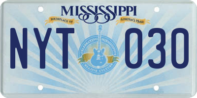 MS license plate NYT030