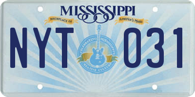 MS license plate NYT031