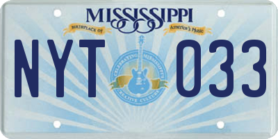 MS license plate NYT033