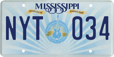 MS license plate NYT034