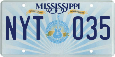 MS license plate NYT035