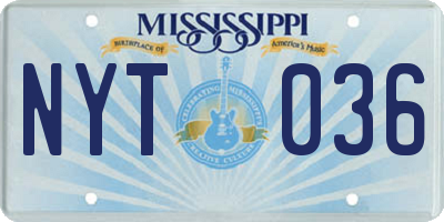 MS license plate NYT036