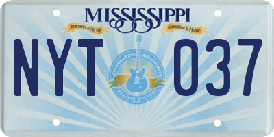 MS license plate NYT037