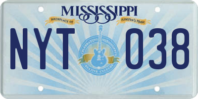 MS license plate NYT038