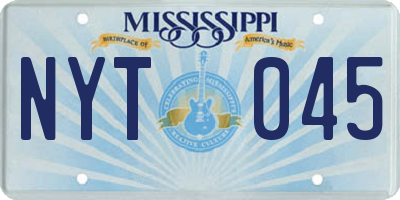 MS license plate NYT045