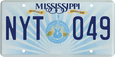 MS license plate NYT049