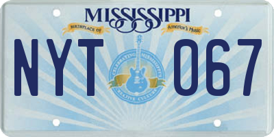MS license plate NYT067